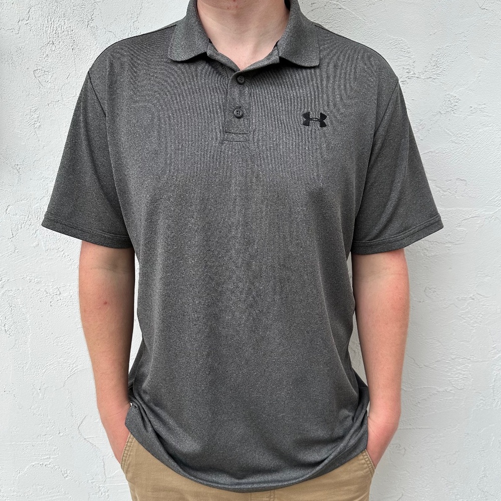 Men's Grey Under Armour Short Sleeve Golf Polo Shirt Size XL